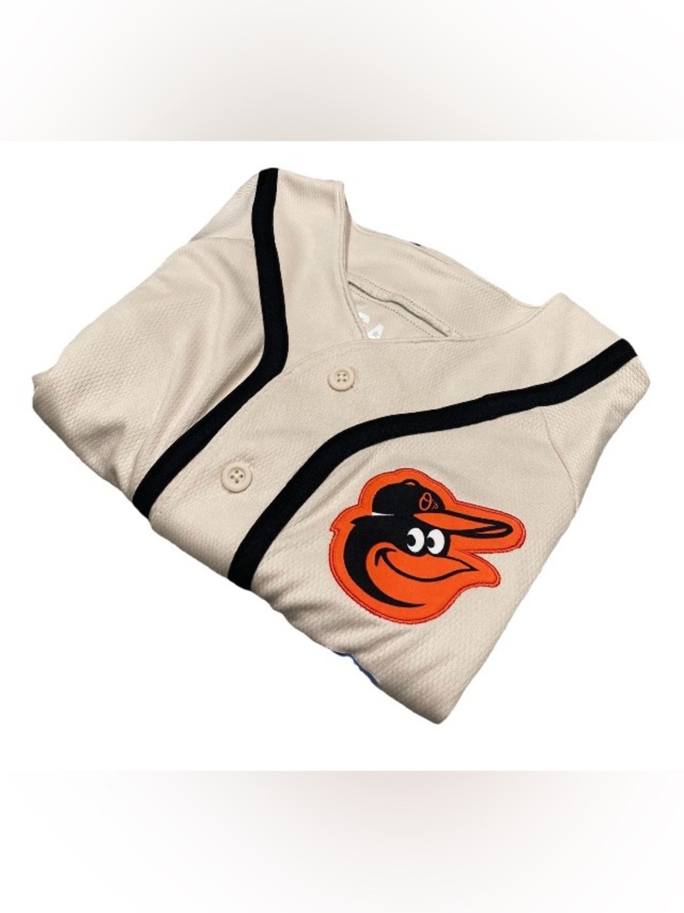 MLB Baltimore Orioles Men’s Large  Baseball Jersey with Orange Mascot Patch